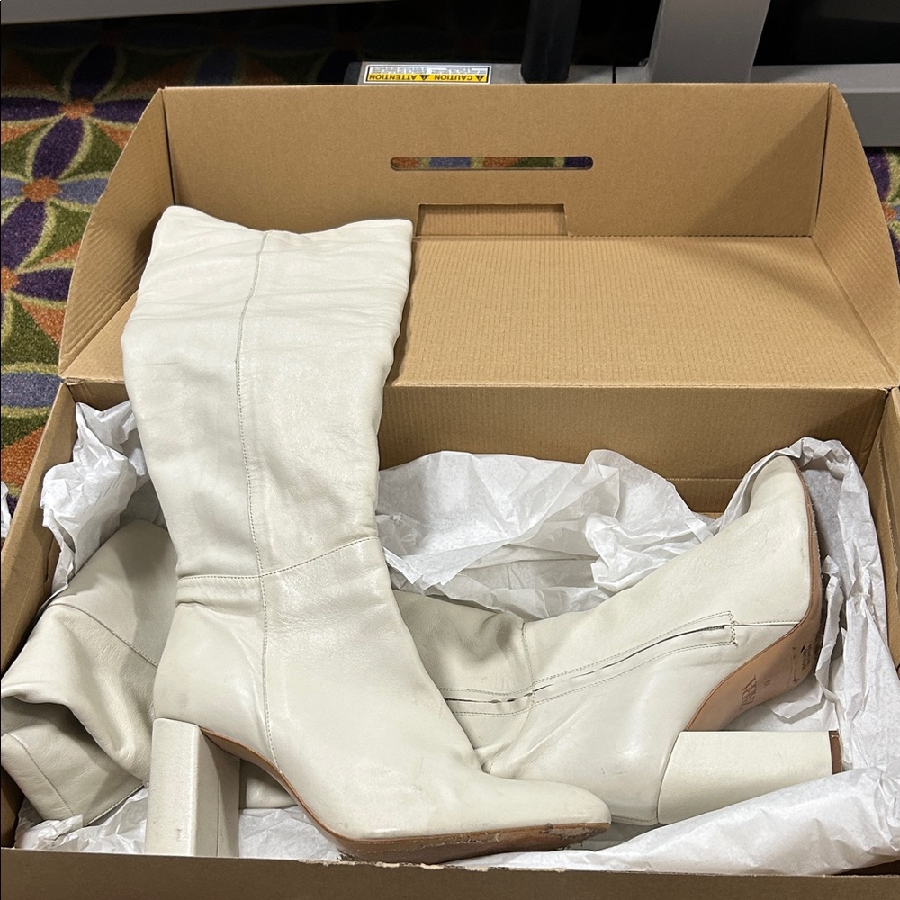 Zara Cream Heeled Boots